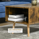Rustic Brown Coffee Table with Open Storage Shelves and Solid Wood Legs
