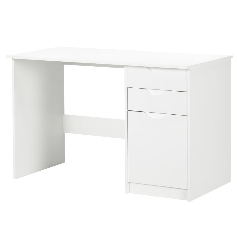 White High Gloss Computer Desk with Drawers and Storage Cabinet, 120x60cm