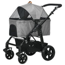 Grey Pet Stroller for Small Dogs and Cats with Detachable Carrier Bag