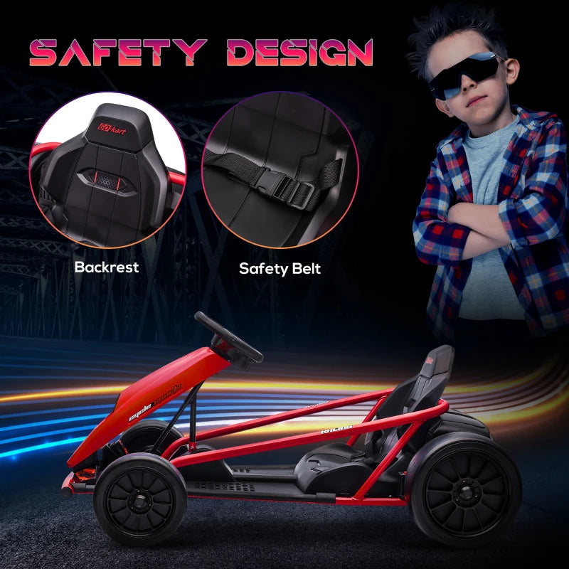 Red Electric Drift Go Kart for Kids, 2 Speeds, Ages 8-12
