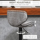 Grey Microfiber Cloth Swivel Bar Stool Set of 2, Adjustable Height Armless Chairs