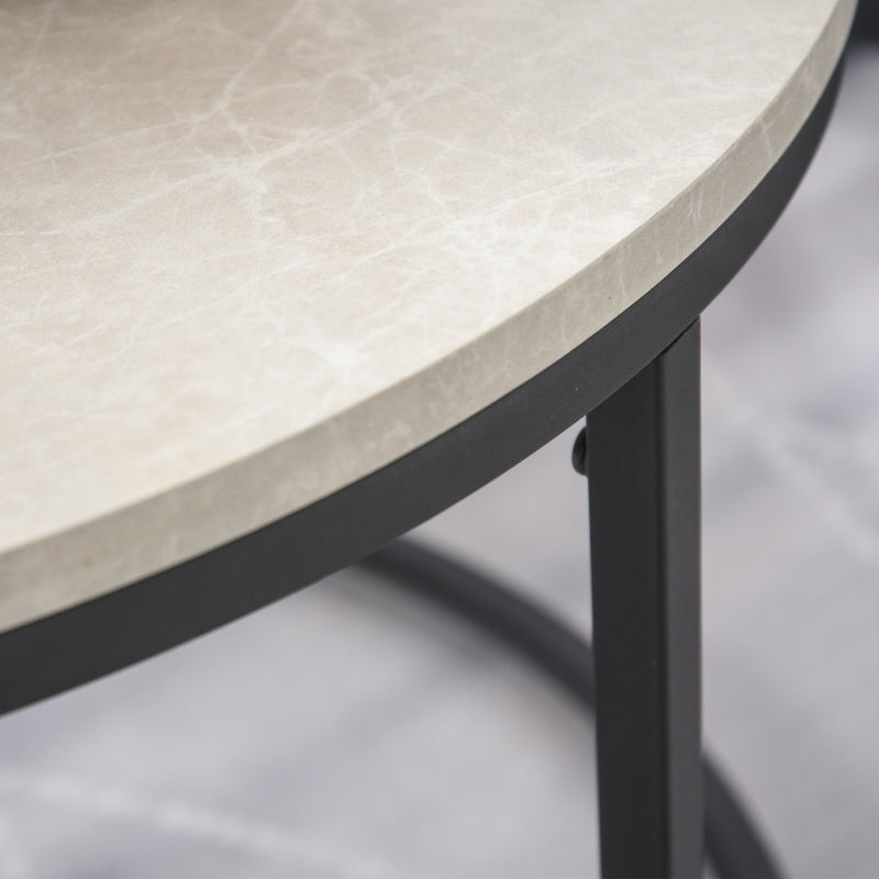 Modern Black Steel Nesting Coffee Tables Set