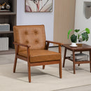 Brown Retro-Style Accent Chair with Faux Leather Seat