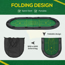 Green Foldable Poker Mat, 10-Player Table Top with Cup Holder & Carry Bag