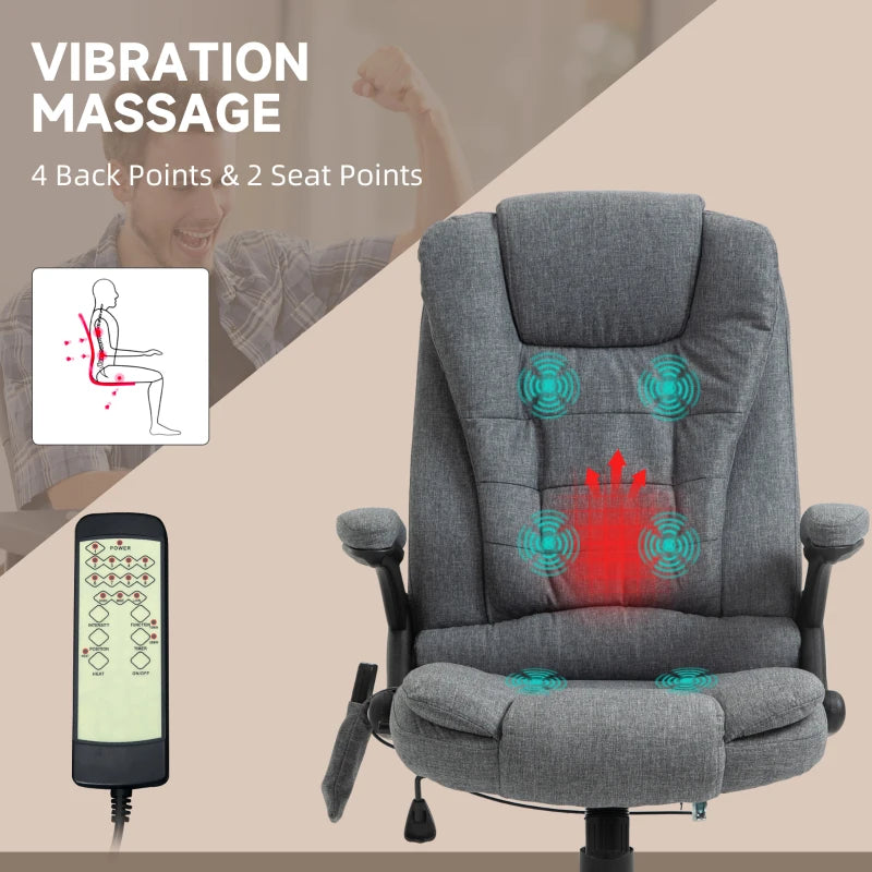 Grey Heated Massage Recliner Chair with 6 Massage Points