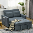 Charcoal Grey Convertible Loveseat Sofa Bed with Cushions and Side Pockets