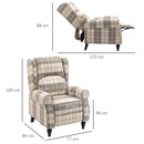 Khaki Padded Recliner Armchair with Armrest - Living Room Furniture