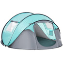 4 Person Tiffany Blue Pop Up Camping Tent with Vestibule