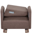 Brown Upholstered Armchair with Birch Wood Legs