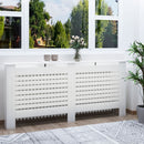 White Modern Radiator Cover with Horizontal Slats, 172 x 19 x 81 cm