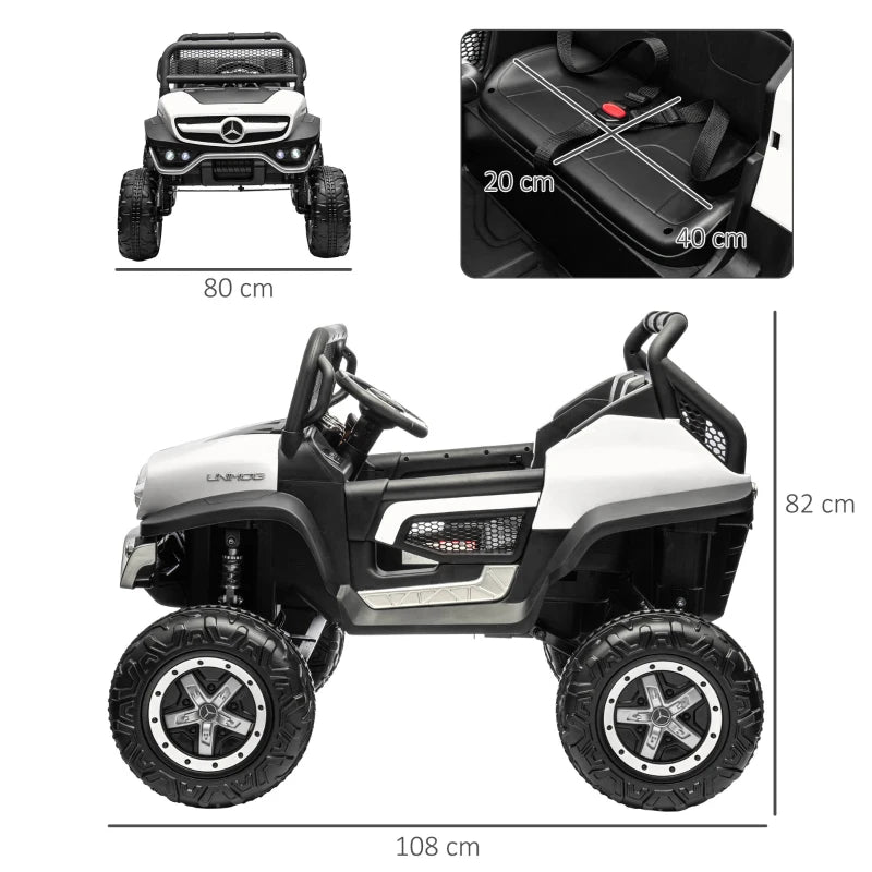 White Kids Electric Ride-On Mercedes Unimog Car with Remote Control
