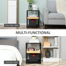 Black Glass 3-Tier Side Table with Storage Shelves