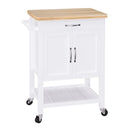 White Kitchen Storage Trolley Cart with Rolling Wheels and Drawer