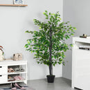 Vibrant Green Artificial Banyan Plant in Cement Pot - Indoor/Outdoor Decor