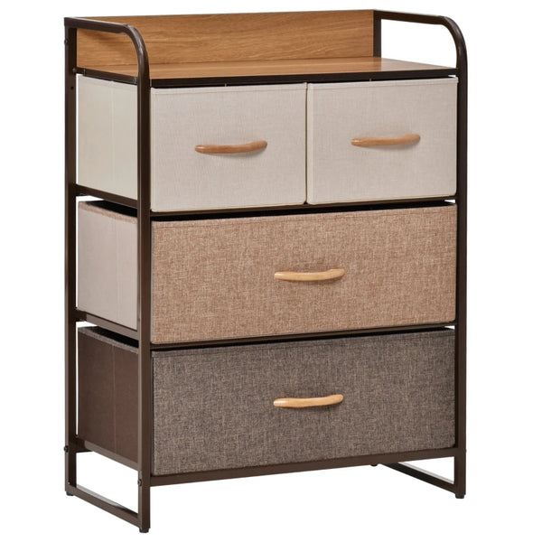 Steel Frame Folding Storage Tower Dresser with Wood Top - Grey