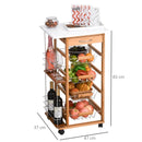 Brown Rolling Kitchen Cart with 4 Basket Drawers & Side Racks