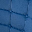 Modern Dark Blue Velvet Armchair with Ottoman Set