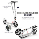 White Folding Kick Scooter with 2 Big Wheels for Teens and Adults 14+