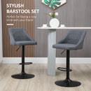 Modern Dark Grey Swivel Bar Stools Set of 2 with Armrests and Footrest