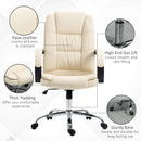 Beige PU Leather Office Swivel Chair with Adjustable Height