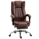 Brown Microfibre Home Office Chair with Reclining Function & Footrest