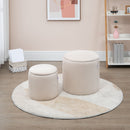 Modern Cream White Fabric Storage Ottomans Set of 2