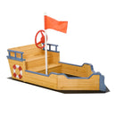 Wooden Pirate Ship Sand Pit - Blue Outdoor Kids Sandboat Playset