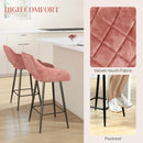 Set of 2 Pink Velvet Bar Stools
