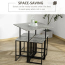 Grey Concrete Effect 5-Piece Square Bar Table Set with Stools