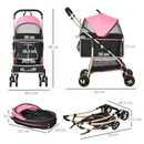 3-in-1 Pink Pet Stroller for Extra Small & Small Dogs