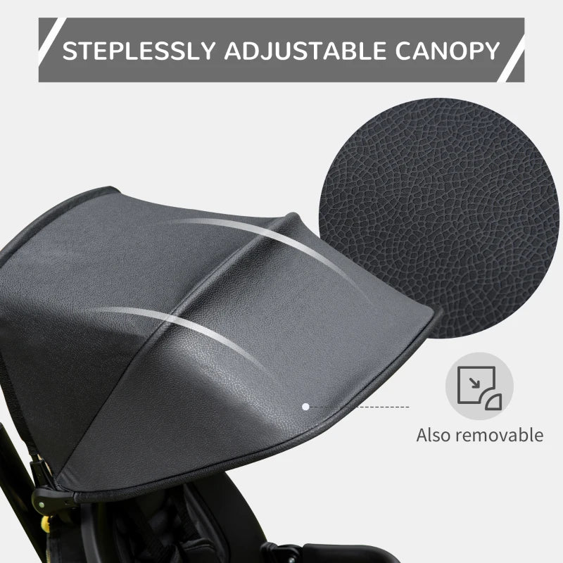 Black 4-in-1 Kids Trike with Adjustable Seat & Canopy