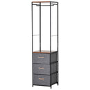 Grey Coat Rack with 3 Drawers - Steel Frame Storage Organizer