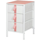Pink Fabric 3-Drawer Storage Cabinet