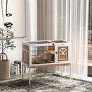 Wooden Small Pet Hutch with Removable Tray and Openable Roof - Natural