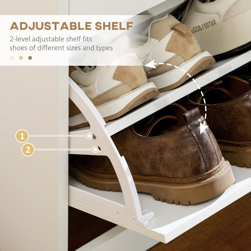 White Shoe Storage Cabinet with 2 Flip Drawers - Organiser for 12 Pairs