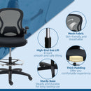 Black Mesh Standing Desk Chair with Adjustable Armrests & Footrest