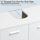 White Under Sink Bathroom Storage Cabinet with Adjustable Shelf