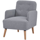 Light Grey Upholstered Armchair with Birch Wood Legs