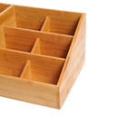 Natural Wood Desk Organizer with 7 Compartments and 2 Drawers