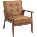 Brown Retro-Style Accent Chair with Faux Leather Seat