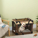 Foldable Brown Pet Carrier with Cushion - 70cm for Small Dogs and Cats