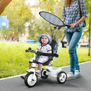 Blue 6-in-1 Kids Tricycle with 5-Point Harness and Canopy