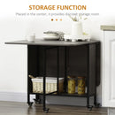 Mobile Drop Leaf Folding Dining Table with Wheels and Storage Shelf