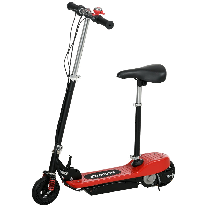 Red Folding Electric Scooter with Warning Bell, 15km/h Speed, Ages 4-14