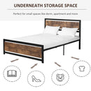 King Size Metal Bed Frame with Storage, Strong Slat Support - Grey