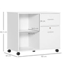White Mobile Filing Cabinet with Lockable Drawer and Shelves