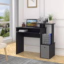Black Computer Desk with Sliding Keyboard Tray & Storage Drawer
