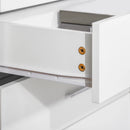 4-Drawer White Storage Cabinet with Metal Rails for Playroom, Nursery, Hallway