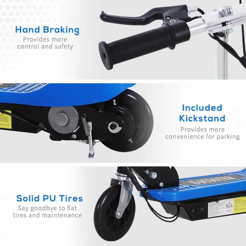 Blue Foldable Kids Electric Scooter with Brake Kickstand