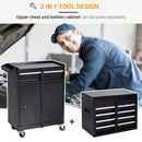 Black Metal Tool Cabinet with 5 Drawers and Pegboard - 60x28x104.5cm